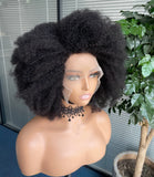 Lianfudai Afro Kinky Curly Lace Front Wig Brazilian Afro Short Bob Human Hair Wig 13x4x2 HD Lace Natural Hairline 250% Density 12A