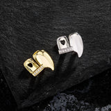 Lianfudai Hip Hop Single Zircon Horizontal Bar Fangs Teeth Grillz 14K Gold Plated Dental Grills For Women Men Jewelry Braces