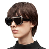 Lianfudai NEW Punk Oval Sunglasses 2000'S Women Men Y2K Hip Hop Luxury Brand Square Sun Glasses UV400 Unisex Shades Eyewear