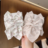 Lianfudai 2PC Spring Summer Women Kids New Floral Printed Bows Hair Clip Fresh Cute Hair Pins Barrettes Headwear Girls Hair Accessories