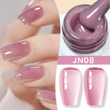 Lianfudai  Jelly Nude Gel Nail Polish 10ml Light Pink Peach Translucent Color UV Light Cure Gel Varnish Nail Art DIY at Home