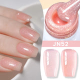 Lianfudai  Jelly Nude Gel Nail Polish 10ml Light Pink Peach Translucent Color UV Light Cure Gel Varnish Nail Art DIY at Home