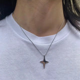 Lianfudai Kpop Goth Silver Color Star Pendant Chain Necklace For Women Men Egirl Y2K Cool EMO Punk Aesthetic Grunge Jewelry Gifts