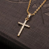 Lianfudai New Pink Cross Necklaces for Women Y2k Fashion Gothic Couple Jewelry Metal Chains Chokers Pendant Necklace Party Jewelry Gifts