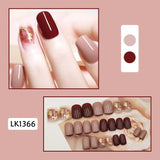 Lianfudai 24p Artifical Fake Nails Full Coverage False Nails White Clouds French Long Wearing Reusable Nail Coffin Ballerina Press on Nail