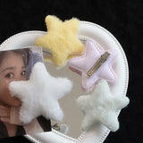 Lianfudai Y2K Plush Star Barrettes Colorful Hairpin Fluffy Cute Metal BB Hair Clip for Girls Bobby Pin Women HairGrip Headwear Accessories