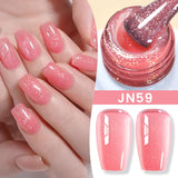 Lianfudai  Jelly Nude Gel Nail Polish 10ml Light Pink Peach Translucent Color UV Light Cure Gel Varnish Nail Art DIY at Home