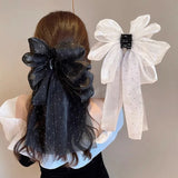 Lianfudai Fashion Large Bow Hair Claw Clip Super Fairy Temperament Headdress Women Hair Clip Sweet Hair Accessories