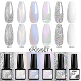 Lianfudai 6PCS/Set Nude Color Gel Nail Polish Set 150 Colors Glitter Semi Permanent UV Led Gel Varnish Soak Off Nail Gel Art Design