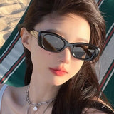Lianfudai Small Oval Sunglasses for Women Fashion Gradient Vintage Trendy Sun Glasses Luxury Brand Designer UV400 Shades Eyewear