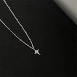 Lianfudai Kpop Goth Silver Color Star Pendant Chain Necklace For Women Men Egirl Y2K Cool EMO Punk Aesthetic Grunge Jewelry Gifts