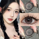 Lianfudai 1 Pair 0~-8.00 Myopia Lenses Colored Contact Lenses with Degree High Quality Natural and Beautiful Pupils New Soft Lenses