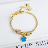 Lianfudai Jewelry 2024 Luxury new 5 leaf grass bracelet Women's wedding party bracelet Unique chain woven accessories