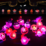 Lianfudai 10-30Pcs Jewelry Party Gifts LED Luminous Halloween Rings Creative Pumpkin Ghost Skull Glowing in Dark Finger Rings Toys Lights