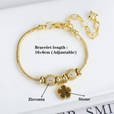 Lianfudai Jewelry 2024 Luxury new 5 leaf grass bracelet Women's wedding party bracelet Unique chain woven accessories