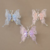 Lianfudai 2pcs New Moving Butterfly Bright Diamond Hairpins Heart Wing Elegant Metal Hair Clips Children Antique Party Hair Accessories