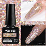 Lianfudai 7ml Reflective Glitter Gel Nail Polish Sparkling Glitter Semi Permanant Soak Off UV LED Gel Varnish For Manicure Nails Art DIY