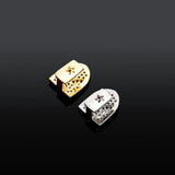 Lianfudai Hip Hop Pink Butterfly Pattern Zircon Single Teeth Grill 14K Gold Plated CZ Stone Tooth Caps Dental Grills For Women Men