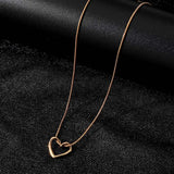 Lianfudai New Simple Hollow Love Heart Pendant Necklace for Women Fashion Creative Geometric Clavicle Chain Necklaces Party Jewelry Gift