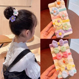 Lianfudai 6pcs High-value Korean Cute Hair Rope Bowknot Elastic Hair Ring Princess No Harm Hair Band Kid Hair Accessory