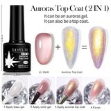 Lianfudai 7ML Auroras Top Coat Purple Sparking Auroras Gel Nail Polish Nail Art Vernis Semie Permanent Uv Gel Function Top Coat