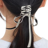 Lianfudai Fashion Alloy Bow Hair Clip Hair Claw Metal Hair Claws Girl Fashion High Ponytail Clip Fixed Hairpin Claw Clip Hair Accessories