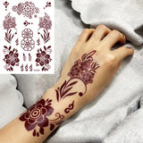 Lianfudai Brown Henna Stickers for Hand Flower Temporary Henna Tattoos for Women Fake Tatoo Waterproof Mehndi Designs Wedding Tattoo Hena