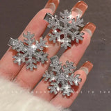 Lianfudai 2pcs Sliver Snowflake Hair Clip Women Girls Sweet Bangs Side Clip Glitter Shiny Edge Hairpins Christmas Xms Headwear