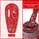 Lianfudai 7ml Metallic Gel Nail Polish Red Chrome Mirror Effect Thread Shell Nail Gel Quick Dry Semi Permanent UV Gel Nail Art