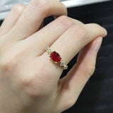 Lianfudai Romantic Red Zircon Dainty Rings For Women Thin Heart Korean Finger Accessories Wedding Gifts For Girlfriend Wholesale KAR272