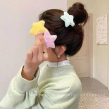 Lianfudai Y2K Plush Star Barrettes Colorful Hairpin Fluffy Cute Metal BB Hair Clip for Girls Bobby Pin Women HairGrip Headwear Accessories