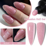 Lianfudai 15ML Quick Nail Extension Gel Glitter Pink Vernis Semi Permanent UV Gel Nail Polish Nail Art Prolong Construction Gel