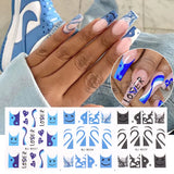 Lianfudai 24pcs French Design Water Decals Sliders Set Y2k Nails Star Fire Evil Eye Trend Stickers for Nails Art Inspo Tattoo SAMJ-W