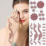 Lianfudai Brown Henna Tattoo Stickers Waterproof Temporary Tattoos Fake Tattoo for Women Body Art Hena Design Mehndi Stickers for Hand