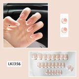 Lianfudai 24p Artifical Fake Nails Full Coverage False Nails White Clouds French Long Wearing Reusable Nail Coffin Ballerina Press on Nail