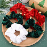 Lianfudai Women Scrunchies Christmas Red Hair Band Accessories Large Hair Tie Solid Color Elastic Women Ponytail Holder Christmas Ornament