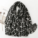 Lianfudai 2024 Fashion Women Leopard Floral Fringe Viscose Shawl Scarf Print Soft Lady High Quality Pashmina Stole Muslim Hijab 180*90Cm