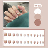 Lianfudai 24p Artifical Fake Nails Full Coverage False Nails White Clouds French Long Wearing Reusable Nail Coffin Ballerina Press on Nail