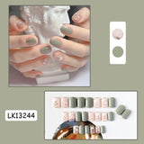 Lianfudai 24p Artifical Fake Nails Full Coverage False Nails White Clouds French Long Wearing Reusable Nail Coffin Ballerina Press on Nail