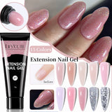 Lianfudai  15ML Quick Nail Extension Gel Glitter Pink Vernis Semi Permanent UV Gel Nail Polish Slip Solution Nail Art Prolong Gel