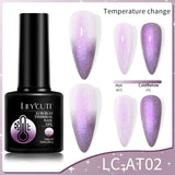 Lianfudai 7ML Auroras Thermal Gel Nail Polish Nude Dark Purple Glitter Gradient Temperature Color Changing Nail Art Gel Varnishes