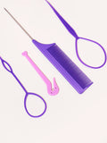 Lianfudai 4-piece set, hair ring tool, rubber band cutter, mouse tail comb, hair tail tool, hair braid accessories, ponytail braid maker