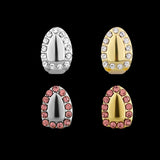 Lianfudai Hip Hip Single Colors Zircon Teeth Grillz 14K Gold Plated CZ Stone Tooth Caps Dental Grills For Women Men Jewelry