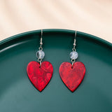 Lianfudai New Fashion Irregular Watermarks Acrylic Heart Earrings For Women Aesthetic Romantic Lightweight Jewelry Cute Valentine Day Gift