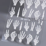 Lianfudai 5D Relief Skeleton Hand Halloween Nail Art Stickers Devil's Eye Slider Decal DIY Manicure Decoration Tips Nail Accessories Tools