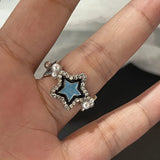 Lianfudai Y2K Crystal Rings Kpop Heart Adjustable Ring Irregular Geometry Punk Vintage Rings Set for Women Girls New Fashion Jewelry