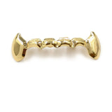 Lianfudai Hip Hop Glossy Two Teeth Grills Top Bottom Fangs 14K Gold Plated Tooth Caps For Women Men Jewelry Halloween Cosplay