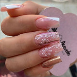 Lianfudai 24Pcs/Set Manicure Wearable Ballerina Removable Coffin Nail With Glue Fake Nails Finished Women Girls False Nails Art Decoration 0515