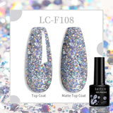 Lianfudai 7ML Aurora Top Coat Sparking Gel Nail Polish Semi Permanent UV Gel 2 In 1 Function Top Coat UV LED Nail Art Gel Varnish