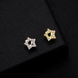 Lianfudai Full Iced Out CZ Stones Teeth Grillz Caps Star Single Teeth Grillz 14K Gold Plated  For Women Men Punk Jewelry